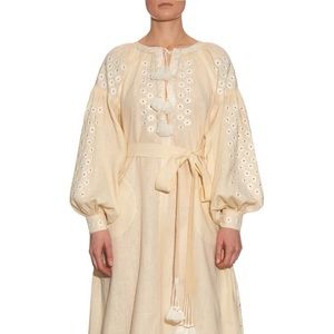 ISO Vita Kin LittleFlowers Embroidered Linen Dress